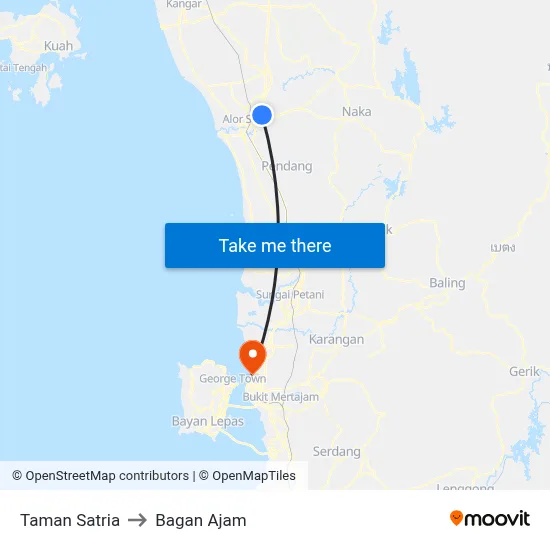 Taman Satria to Bagan Ajam map