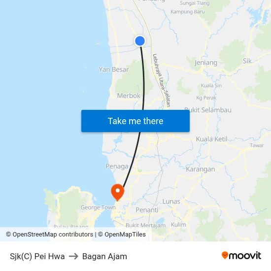 Sjk(C) Pei Hwa to Bagan Ajam map