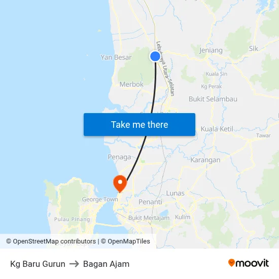 Kg Baru Gurun to Bagan Ajam map