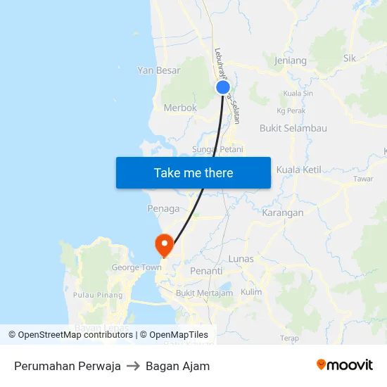 Perumahan Perwaja to Bagan Ajam map