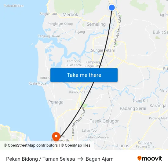 Pekan Bidong / Taman Selesa to Bagan Ajam map
