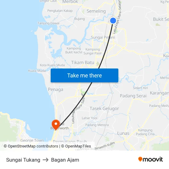 Sungai Tukang to Bagan Ajam map