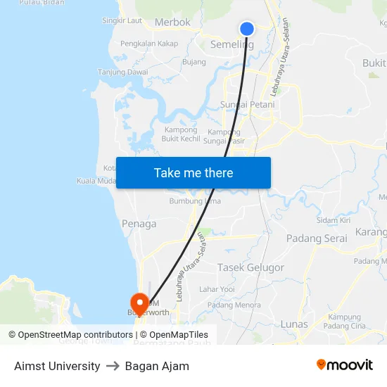 Aimst University to Bagan Ajam map