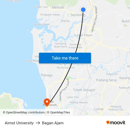 Aimst University to Bagan Ajam map