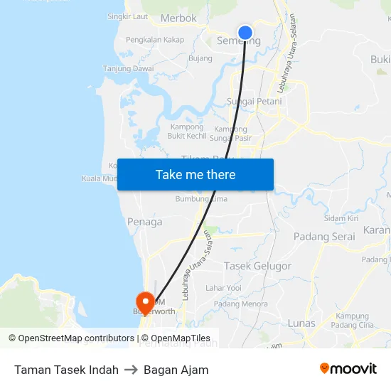 Taman Tasek Indah to Bagan Ajam map