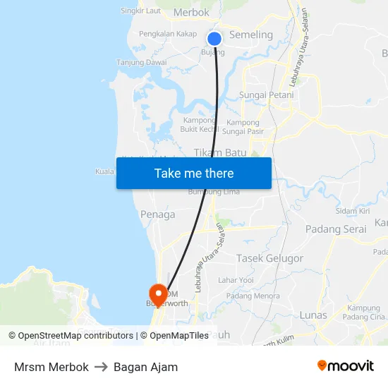 Mrsm Merbok to Bagan Ajam map