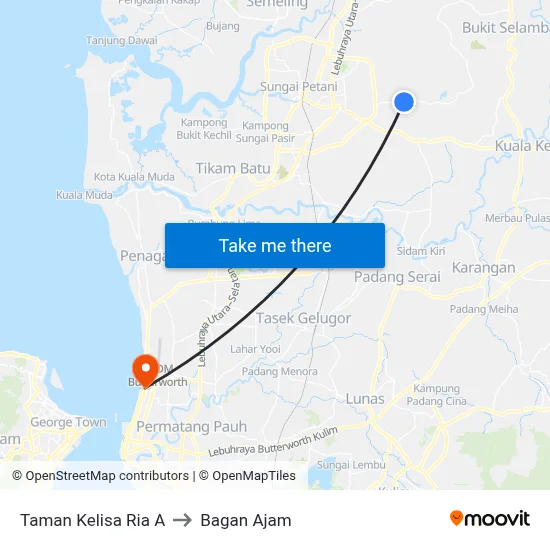 Taman Kelisa Ria A to Bagan Ajam map
