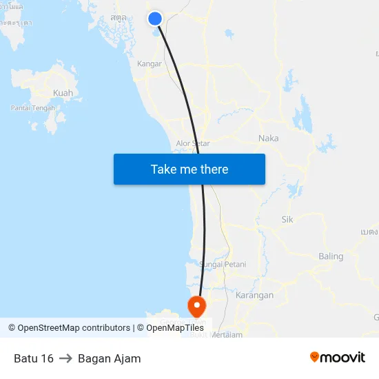 Batu 16 to Bagan Ajam map