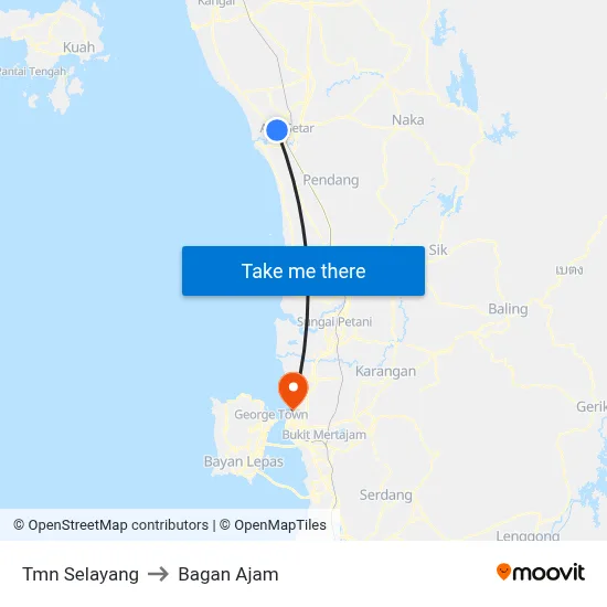 Tmn Selayang to Bagan Ajam map
