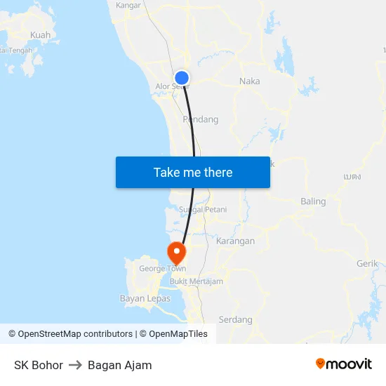 SK Bohor to Bagan Ajam map