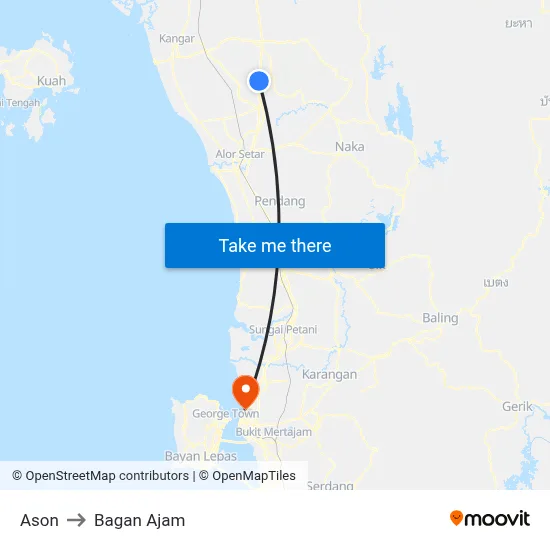 Ason to Bagan Ajam map