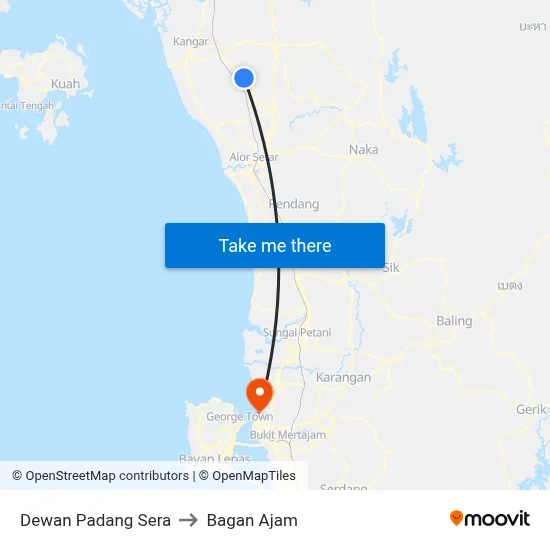 Dewan Padang Sera to Bagan Ajam map