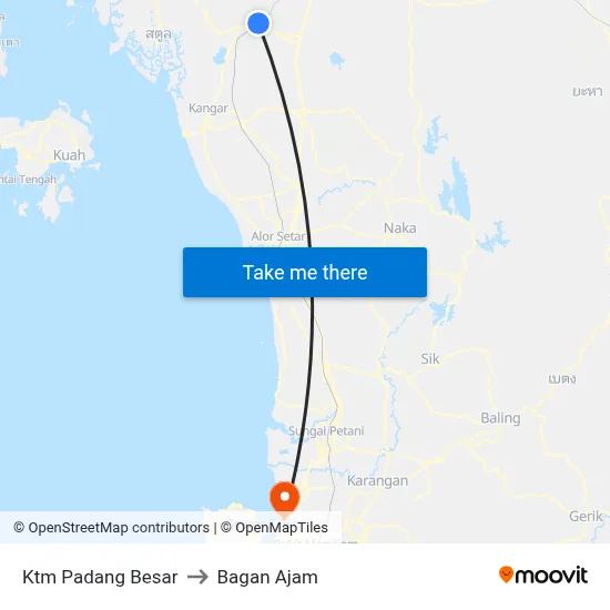 Ktm Padang Besar to Bagan Ajam map