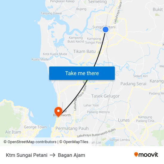 Ktm Sungai Petani to Bagan Ajam map