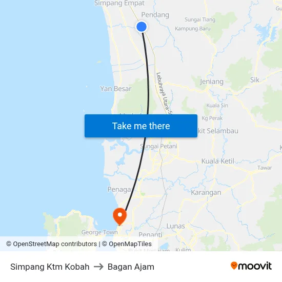 Simpang Ktm Kobah to Bagan Ajam map