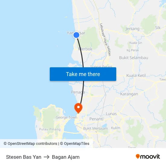 Stesen Bas Yan to Bagan Ajam map