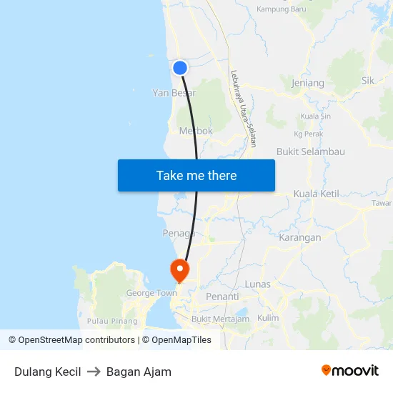 Dulang Kecil to Bagan Ajam map