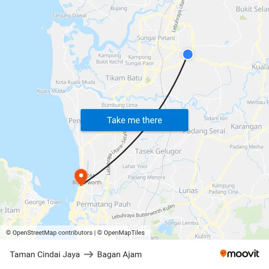 Taman Cindai Jaya to Bagan Ajam map