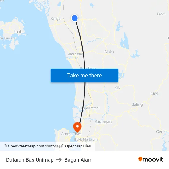 Dataran Bas Unimap to Bagan Ajam map