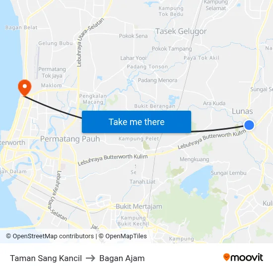 Taman Sang Kancil to Bagan Ajam map