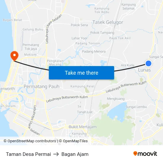 Taman Desa Permai to Bagan Ajam map