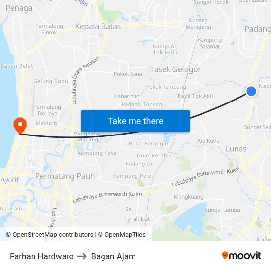Farhan Hardware to Bagan Ajam map