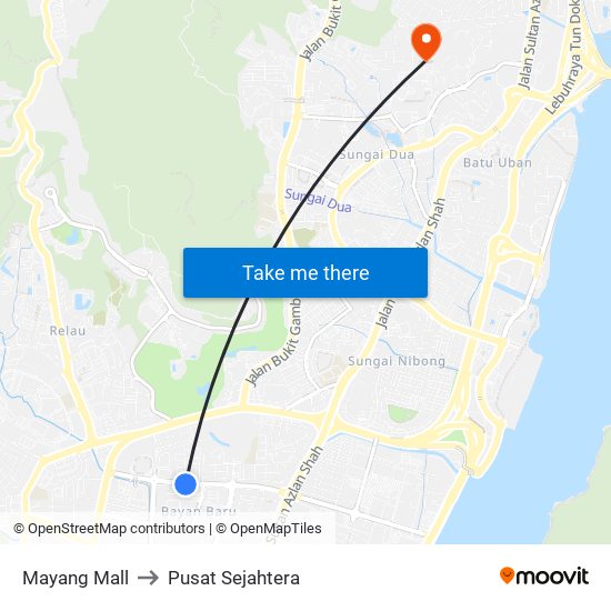 Mayang Mall to Pusat Sejahtera map