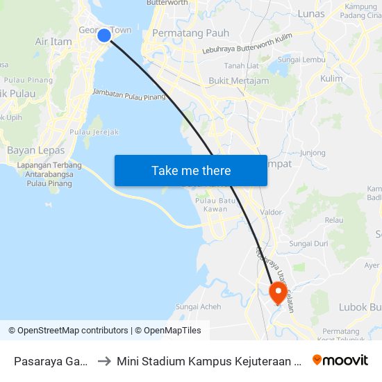 Pasaraya Gama to Mini Stadium Kampus Kejuteraan Usm map