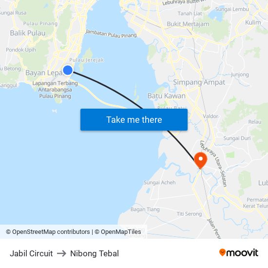 Jabil Circuit to Nibong Tebal map