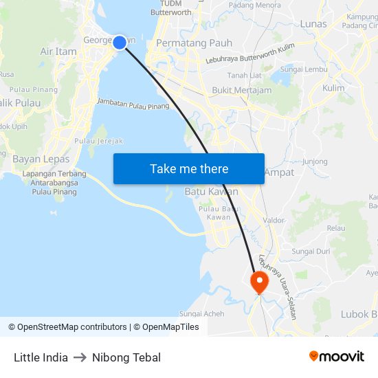 Little India to Nibong Tebal map