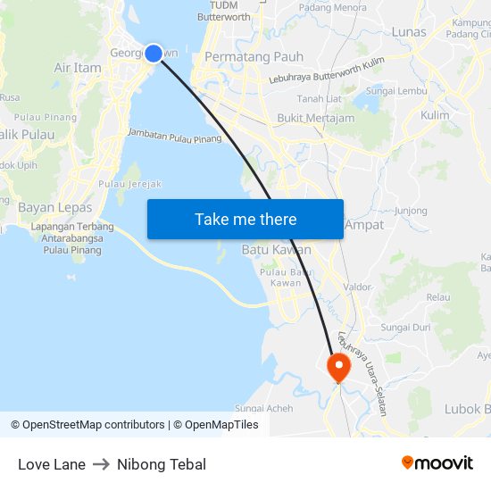 Love Lane to Nibong Tebal map