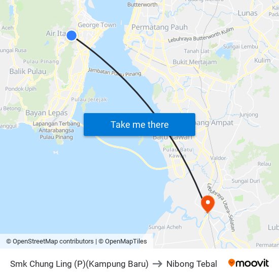 Smk Chung Ling (P)(Kampung Baru) to Nibong Tebal map