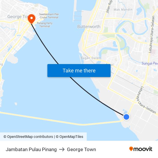 Jambatan Pulau Pinang to George Town map