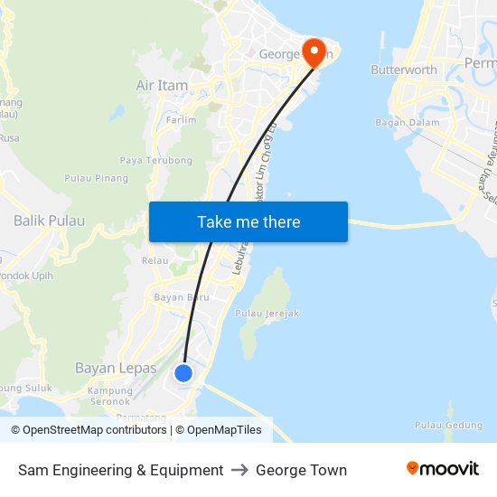 Sam Engineering & Equipment to George Town map