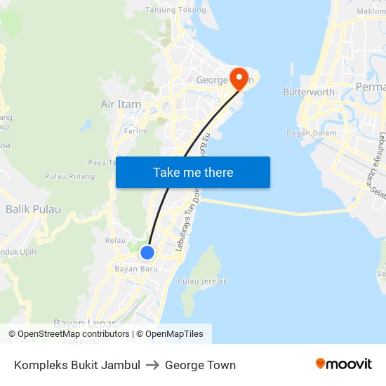 Kompleks Bukit Jambul to George Town map