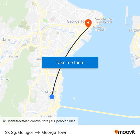 Sk Sg. Gelugor to George Town map