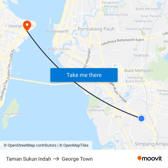 Taman Sukun Indah to George Town map