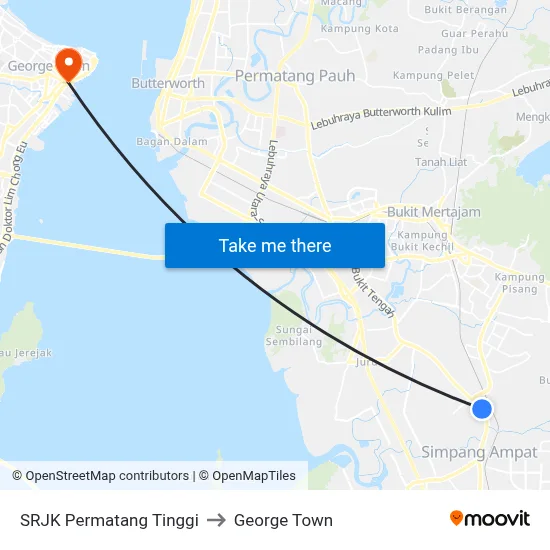 SRJK Permatang Tinggi to George Town map