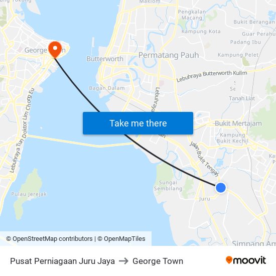 Pusat Perniagaan Juru Jaya to George Town map