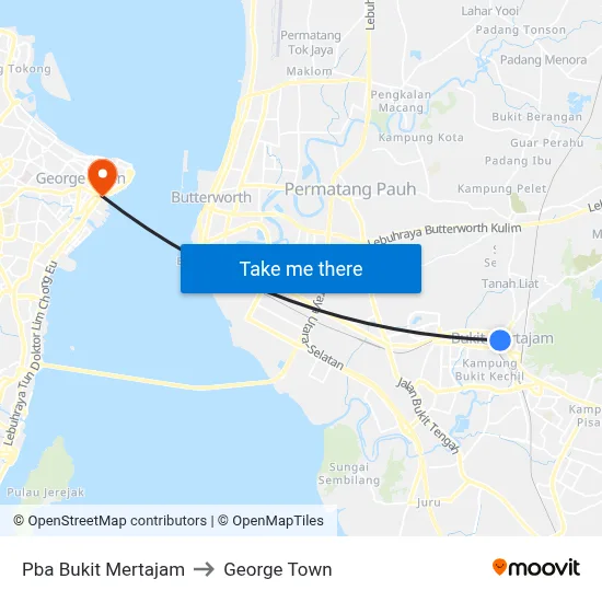 Pba Bukit Mertajam to George Town map
