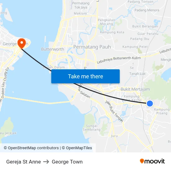 Gereja St Anne to George Town map