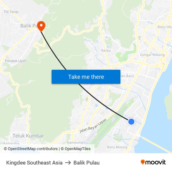 Kingdee Southeast Asia to Balik Pulau map