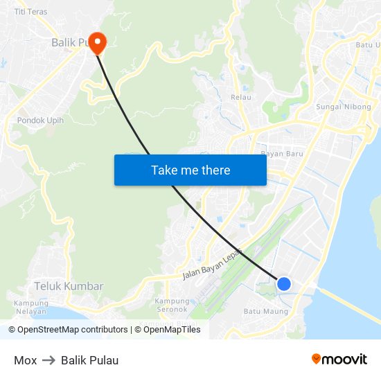 Mox to Balik Pulau map