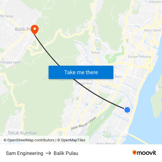 Sam Engineering to Balik Pulau map