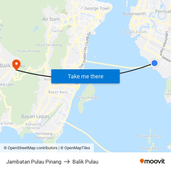 Jambatan Pulau Pinang to Balik Pulau map