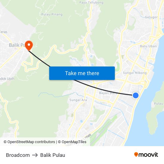 Broadcom to Balik Pulau map