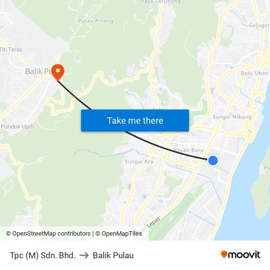Tpc (M) Sdn. Bhd. to Balik Pulau map
