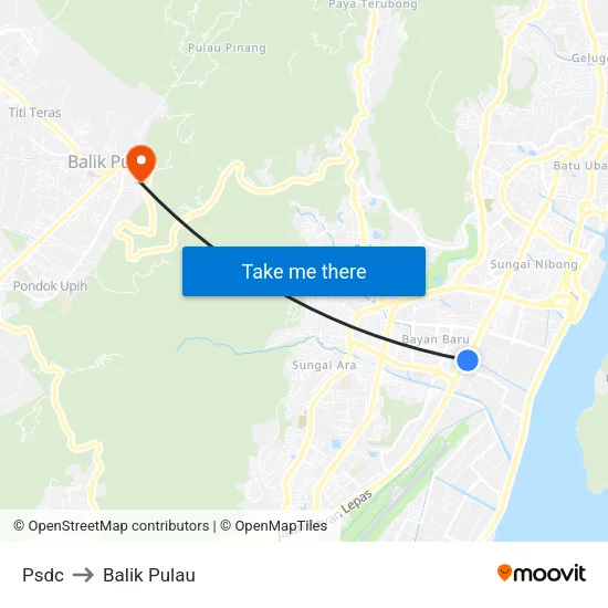 Psdc to Balik Pulau map
