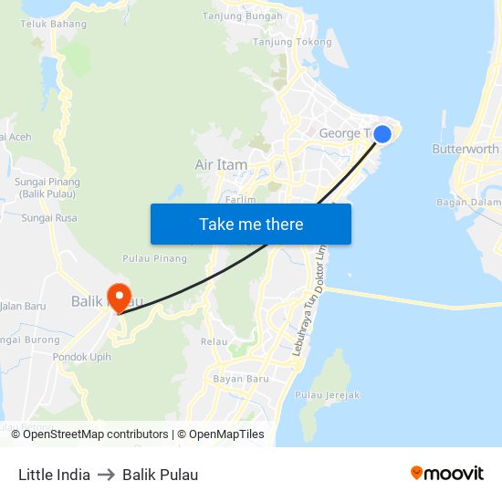 Little India to Balik Pulau map