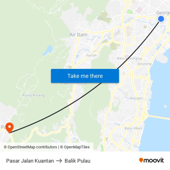 Pasar Jalan Kuantan to Balik Pulau map